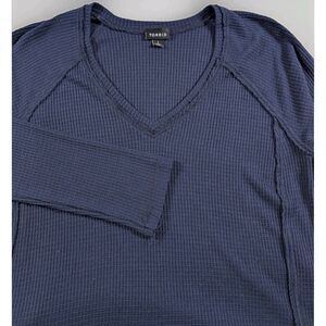 Torrid Waffle Knit Tunic Top Womens 1 Blue V-Neck Long Sleeve Pull Over